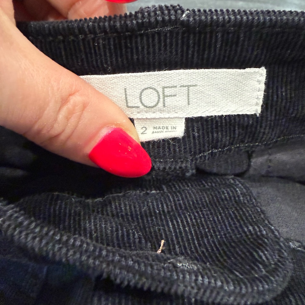 LOFT Black Wide Leg Corduroy Trousers - Picture 3 of 9